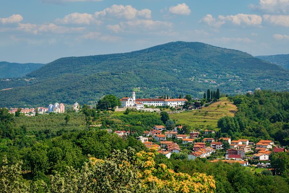Kostanjevica Monastery looks over Nova Gorica town.