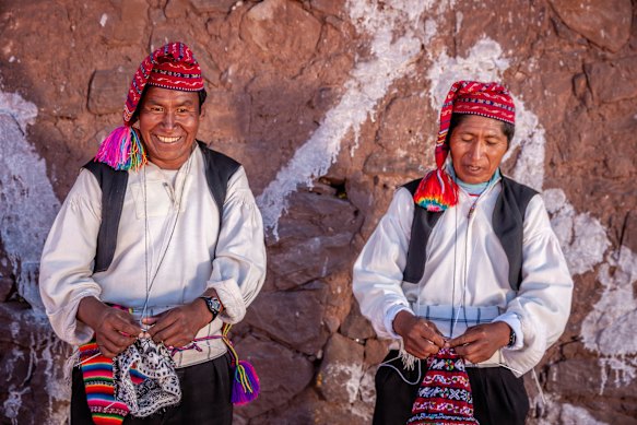 Where knitting is men’s work ... Taquile, Peru.