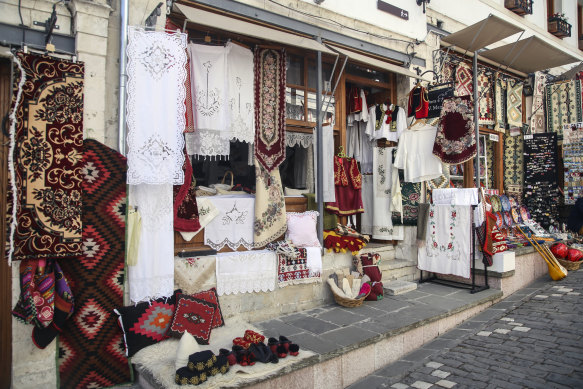 Traditional souvenir shop in Gjirokaster.