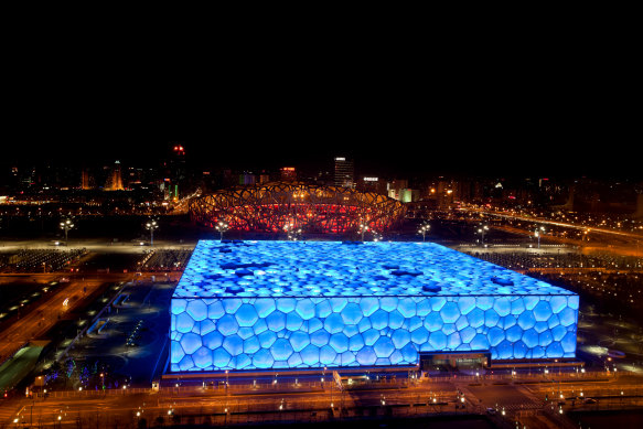 Beijing’s National Aquatic Centre is nicknamed the Water Cube for its striking bubble-wrap appearance.