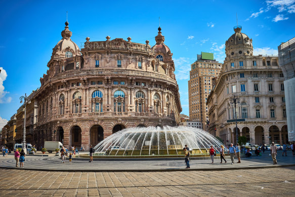 Piazza de Ferrari, the historical centre of Genoa, Liguria.