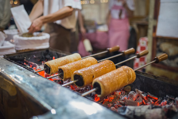 The ever-tempting Hungarian chimney cake.