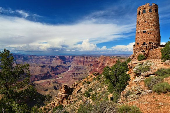 The 21-metre-tall stone-built Watchtower at Desert View Point.