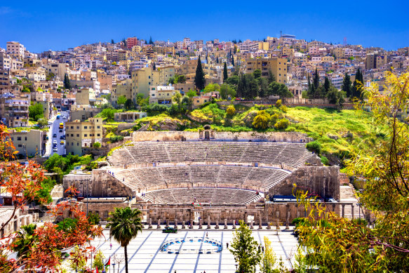 The Roman theatre in Jerash, Jordan within the city of Amman.