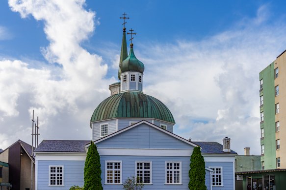 The former Russian occupation still evident in St Michael’s Cathedral dome in Sitka.