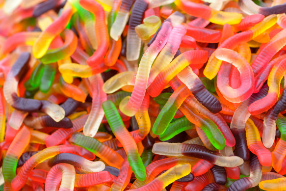 Feeding food anxiety with jelly snakes.