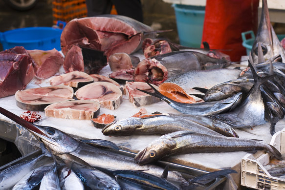 Fresh fish at the market, Catania, Sicily.