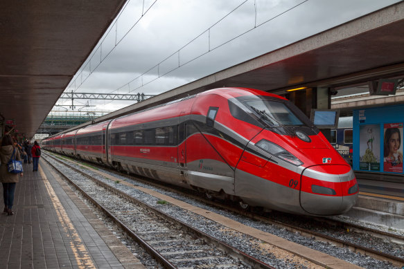 Italy’s Frecciarossa trains travel at up to 300 km/h.