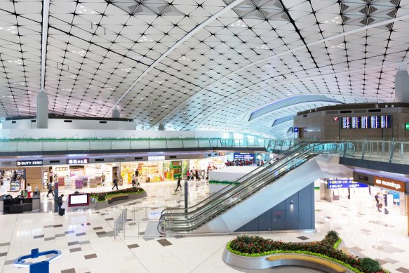 Small duty free shop at the brand new Terminal 1 at the King