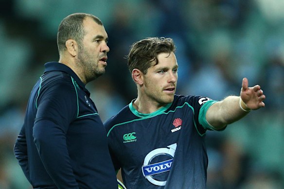 Michael Cheika and Bernard Foley at the Waratahs in 2015.