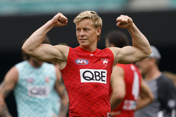 Isaac Heeney training at the SCG on Wednesday.