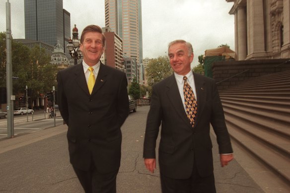 Those were the days: then-premier Jeff Kennett and treasurer Alan Stockdale in 1998.