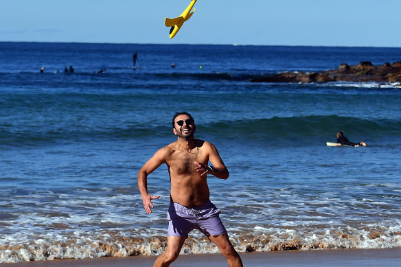 Mark Shirzad plays on Dee Why beach on Sunday. 