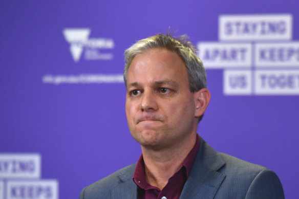 Chief Health Officer Brett Sutton at a media briefing on Wednesday afternoon. 
