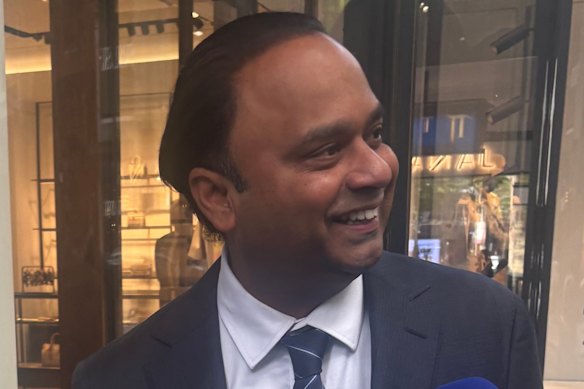 Dinesh Gourisetty arriving at Liberal Party headquarters before being preselected on Sunday.