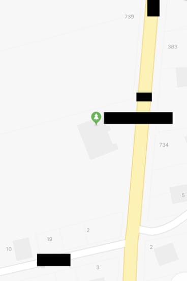 Our house, marked as a park.