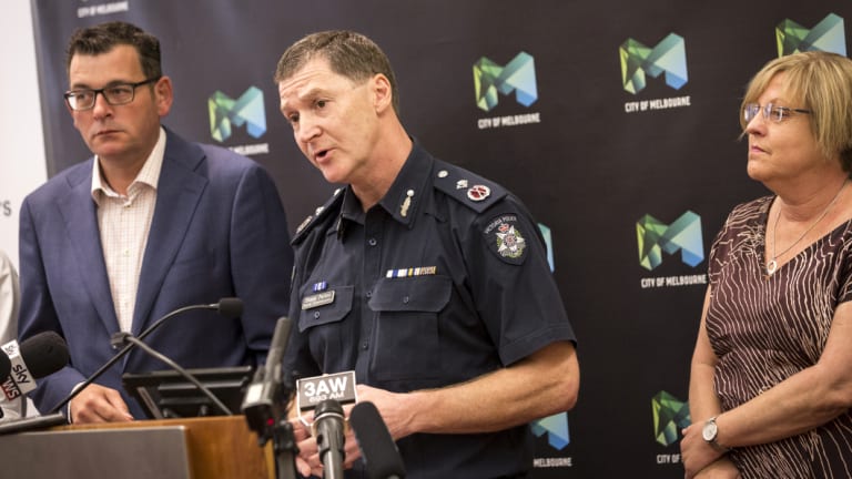 Deputy Commissioner Shane Patton (centre) says police will be out in full force on New Years Eve.