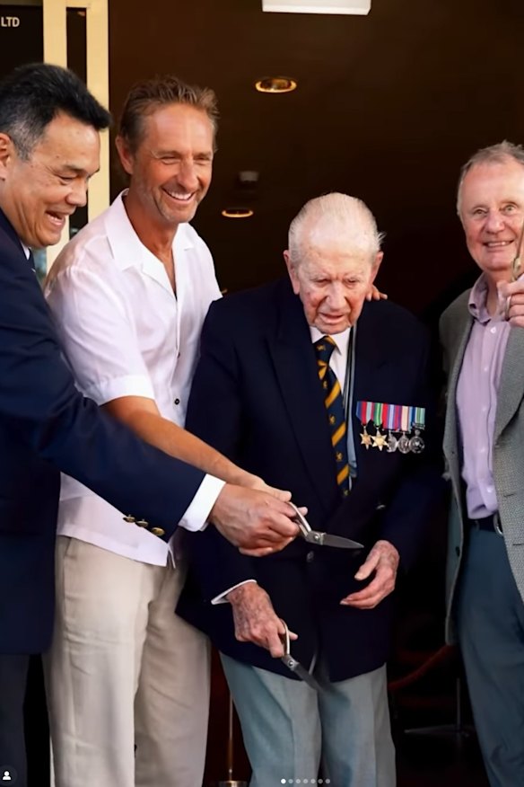 Merivale chief Justin Hemmes opening Club Rose Bay with 101-year-old World War II veteran John Ryrie on Saturday. 