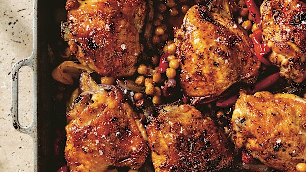 Honey-glazed chicken.
