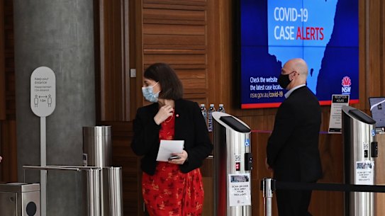 NSW Premier Gladys Berejiklian at Monday’s press conference.