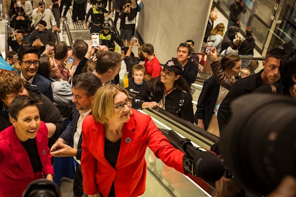 Transport Infrastructure Minister Gabrielle Williams (left) and Premier Jacinta Allan on Sunday.