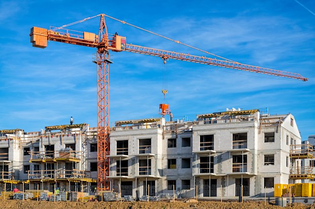 Yeni inşaat halindeki apartman kompleksi, Szczecin, Polonya
