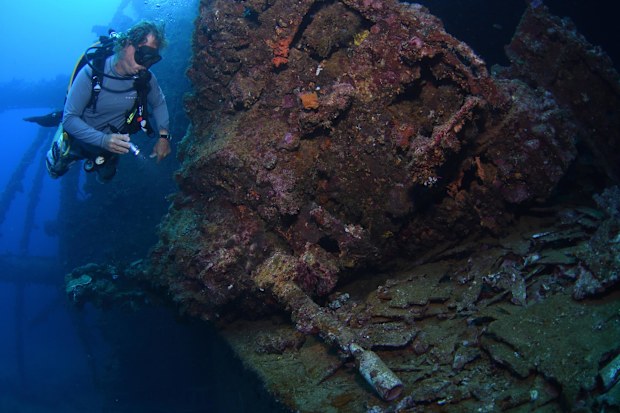 The Toa Maru shipwreck, a Japanese passenger/cargo ship sunk by American dive bombers in Second World War, Gizo, Western Province, Solomon Islands.