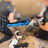 Police making the discovery of a cocaine haul underneath a concrete slab. 