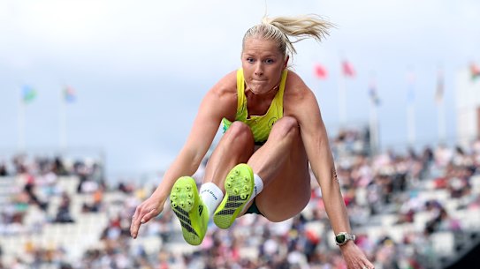 Brooke Buschkuehl of Team Australia competes in the women’s long jump qualifying