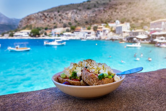 Greek salad with Manouri cheese.