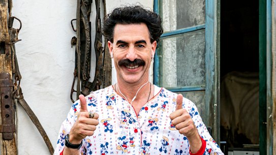 Sacha Baron Cohen in a scene from Borat Subsequent Moviefilm. 