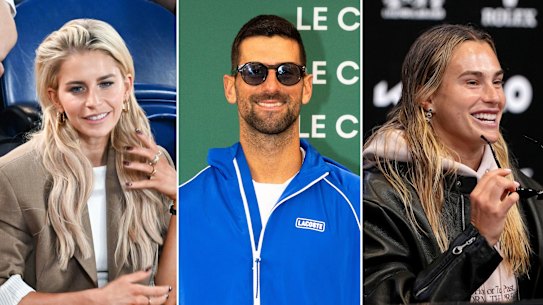 Caroline Daur, Novak Djokovic and Aryna Sabalenka.