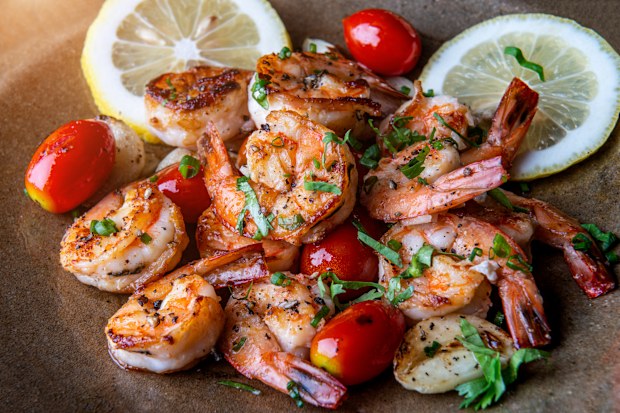 Stock image of grilled prawns