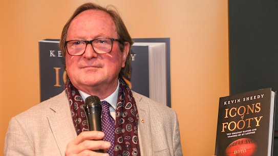 Kevin Sheedy holding court at a book launch last year in Melbourne.