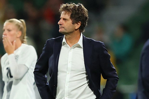 PJoe Montemurro looks on during the international friendly match between the Matildas and Slovenia.