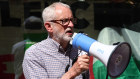 Former Labour leader Jeremy Corbyn speaks to pro-Palestine students and protesters in London in June.
