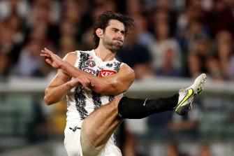 Brodie Grundy in action on Monday. 