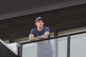 “It’s pretty bad”: Chandler Baddeley is in lockdown at the Ariele Apartments in Maribyrnong.