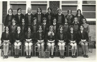 Linda Martin, front row, second from right, in the 1970 class 4C at Sunshine Technical School.