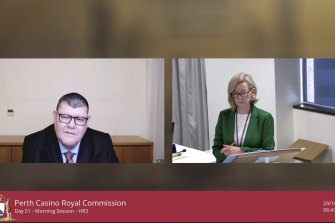 James Packer is questioned by Patricia Cahill, SC, at the Perth casino royal commission.