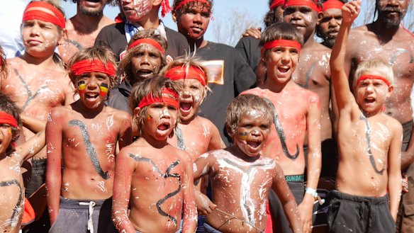 Martu man led their boys in a traditional dance before the official declaration of the park.