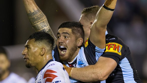 Cronulla prop Braden Hamlin-Uele is eager to hear from Bronson Xerri.
