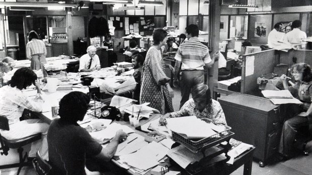 The Mort Street newsroom in the 'golden age'.
