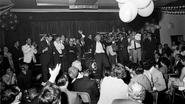 Celebration: Post-match festivities at Balmain Leagues Club carried on long into the night.