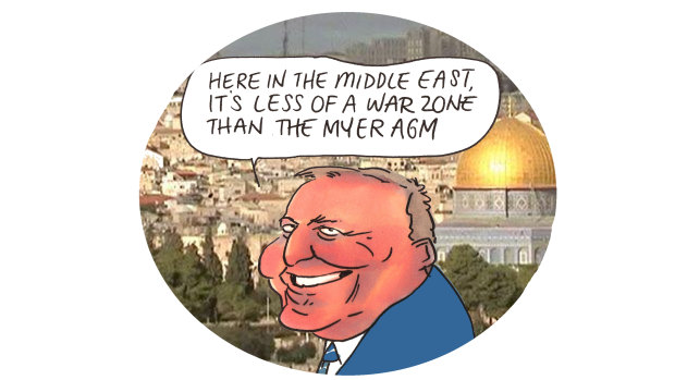 Jeremy Leibler is ditching the Myer AGM for a trip to Israel.