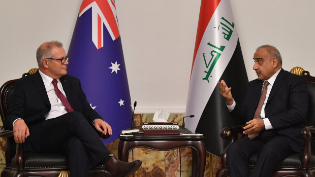 Mr Morrison also met with newly elected Iraqi Prime Minister Adil Abdul-Mahdi at the Prime Minister's Palace in Baghdad on Wednesday.