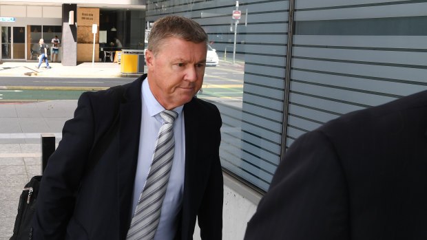 Former union boss Dave Hanna arrives at the Brisbane District Court on Wednesday.