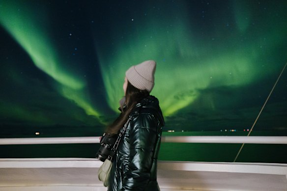Chasing auroras by ship.