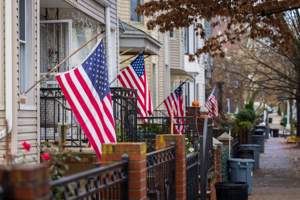 The Stars and Stripes are flown or emblazoned everywhere.