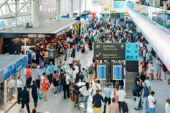 The busy departure hall.